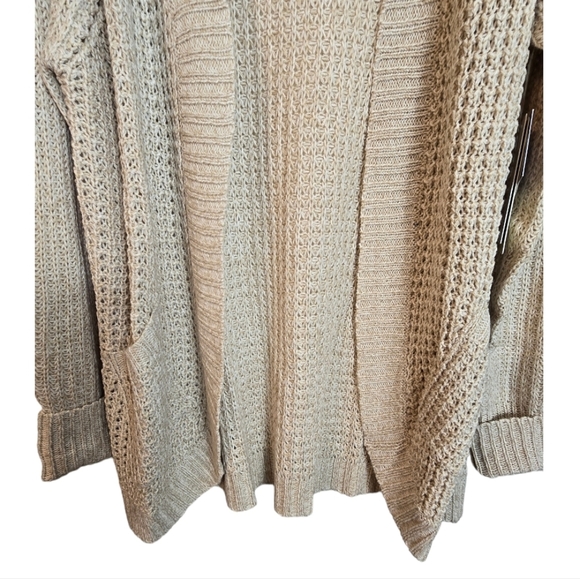 RD Style Womens Open Front Cardigan Delicate Knit Beige Cream Medium New - Picture 3 of 12